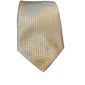 HSM Silk Geometric Tie In Pale Yellow, Blue And White, Prom, Christmas Party NWT